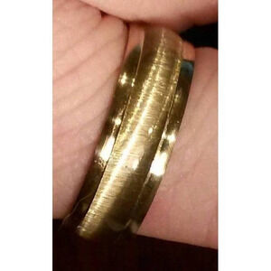 Mens New w/ Tag Stainless Steel Faux Tiger Eye Style Ring Band Size 10 Gold Tone